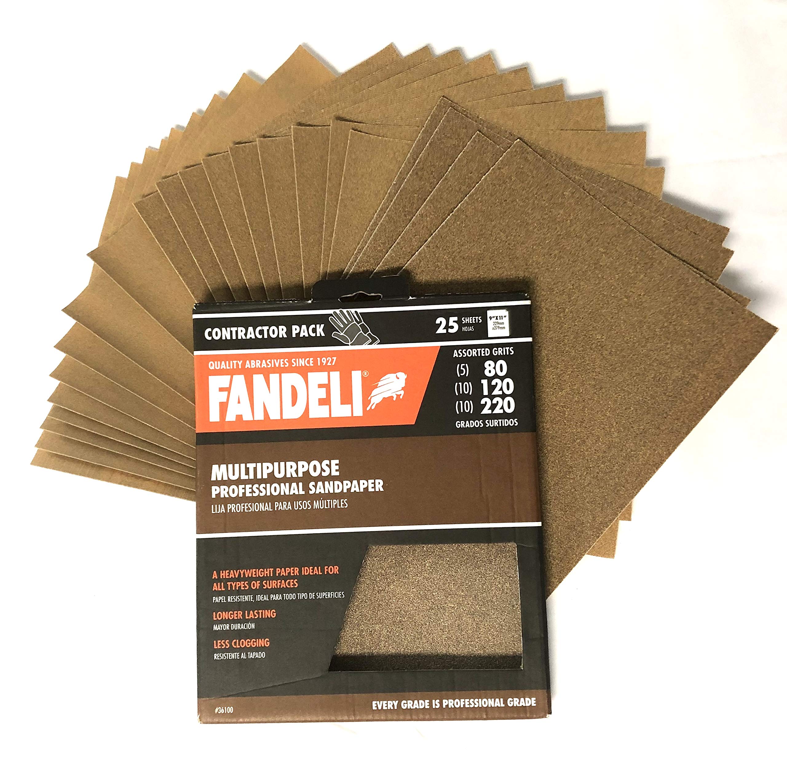 Fandeli-Assorted-Grits-80120220-Multipurpose-Sandpaper-for-furniture-wood-metal-9x11-25-Sheets-Pack