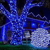 Joomer Solar Christmas String Lights, 39FT 100LED Waterproof Outdoor Lights with 8 Modes Twinkle Fairy Light for Garden, Patio, Yard, Tree and Christmas Decor (Blue)