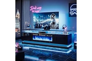 Nordivale 70" Fireplace TV Stand, Modern Entertainment Center for TVs Up to 80”, TV Console with Storage Cabinets, Media Console for Living Room, Black TV Stand and Black Fireplace