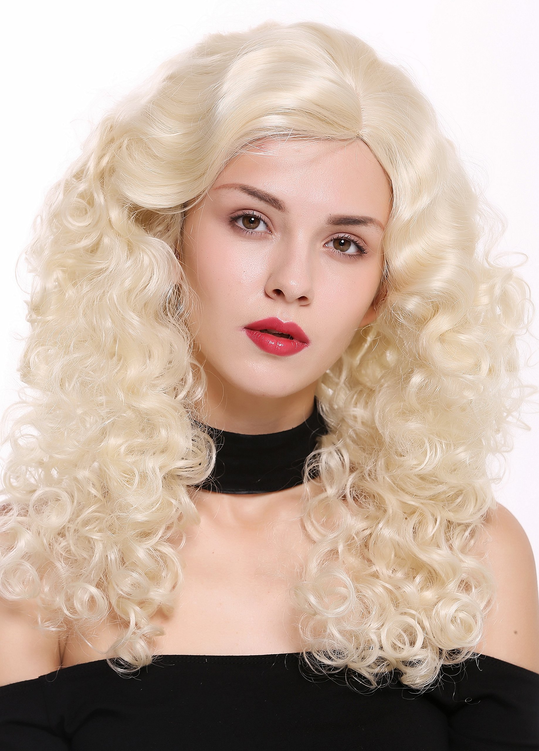 WIG ME UP - 1355AB-613 Quality women's wig lady long voluminous side parting curls pomp platinum blonde fair-blonde blonde