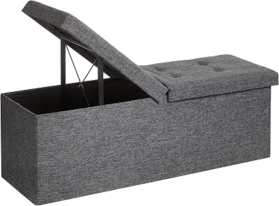 Puff Almacenaje, Banco Plegable, Tapa Abatible, Carga de 300 kg