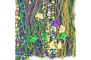 GiftExpress 100 Pcs Mardi Gras Metallic Bead Necklaces for Favors, New Year Parade, St Patrick Day Celebrations, Christmas Decorations, Tailgating, Gaysby Themed Party