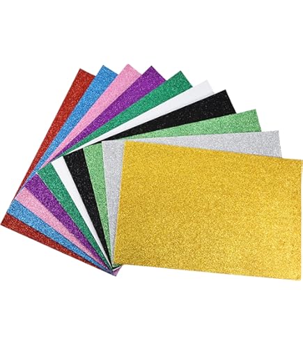 20 Feuilles Mousse Pailletée A4 - Épaisseur 2 Mm - 10 Avec Adhésif, 10 Sans - Pour Scrapbooking, Loisirs Créatifs