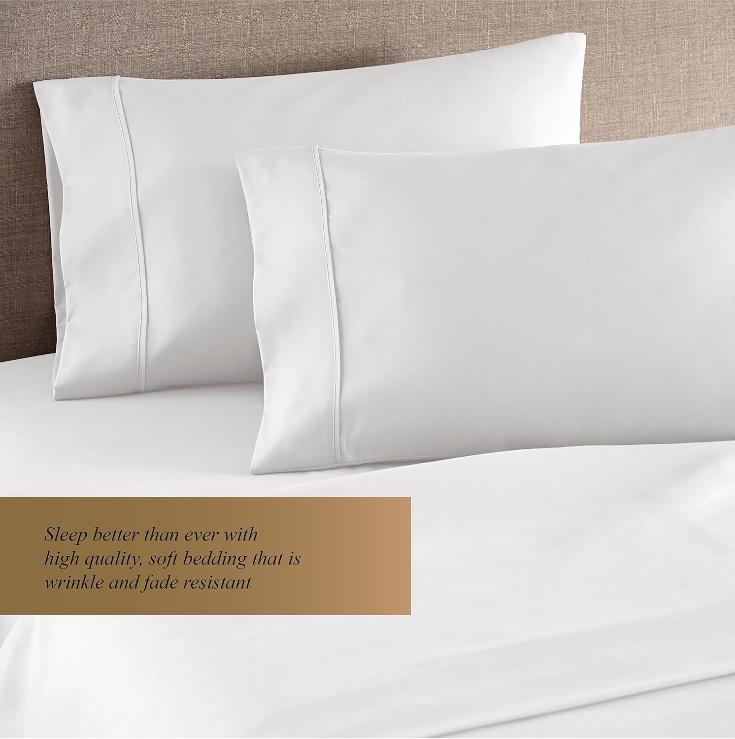 HC COLLECTION 1500 Thread Count Egyptian Quality 2pc Set of Pillow Cases, Silky Soft & Wrinkle Free (King Size, White): Home & Kitchen