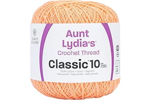 RED HEART Coats Crochet Aunt Lydia's Crochet, Cotton Classic Size 10, Light Peach
