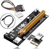 PCI-E 1x to 16x Mining Machine Enhanced Extender Riser Card Adapter with 60cm(2 feet) USB 3.0 & SATA Power Cable