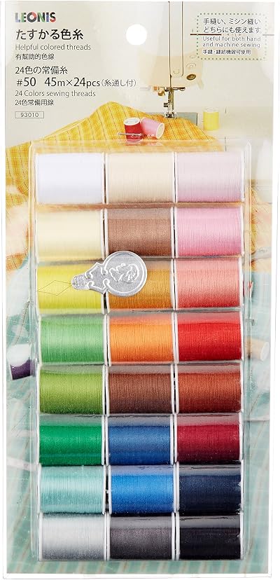 LEONIS 24 Color Sewing Threads - Strong, Durable & Compact Spools
