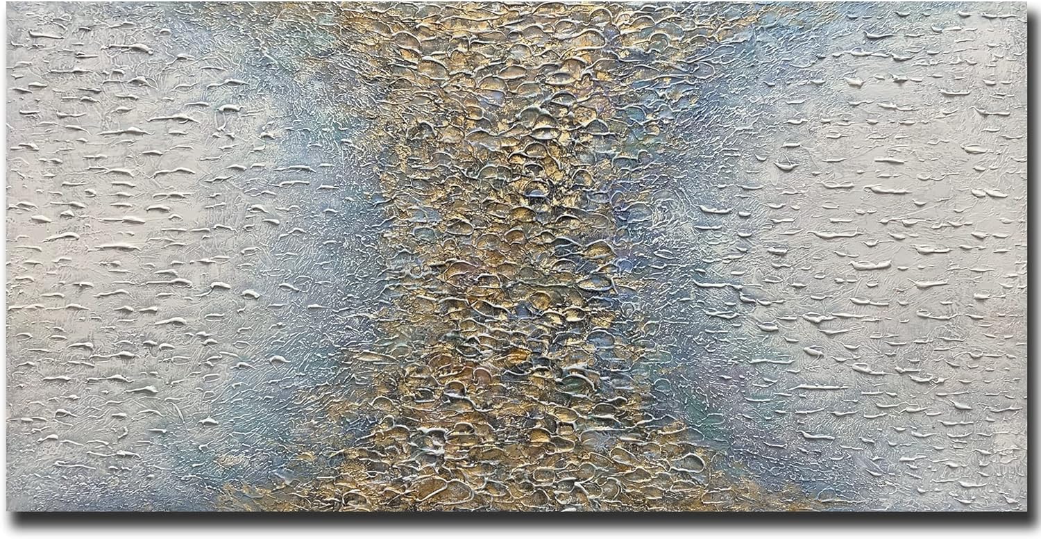 Paintings - Yotree Paintings - 24x48 Inch 3D Oil Paintings on Canvas Abstract Wall Art Heavy Texture Acrylic Painting Wood Inside Framed Hanging Wall Decoration