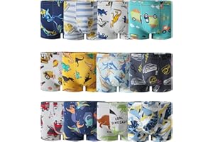 Boboking Boys Soft Boxer Briefs Dinosaur Shark Toddler Kids Underwear 12 Pack.2-12 Years