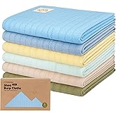 KeaBabies Organic Cotton Burp Cloths Baby Girl, Boy - 6-Pack Large Burping Clothes for Babies, Spit Up Rags, Super Soft & Absorbent Newborn Wash Towels, Gender Neutral, Non-Shrink (Stria, Daybreak)