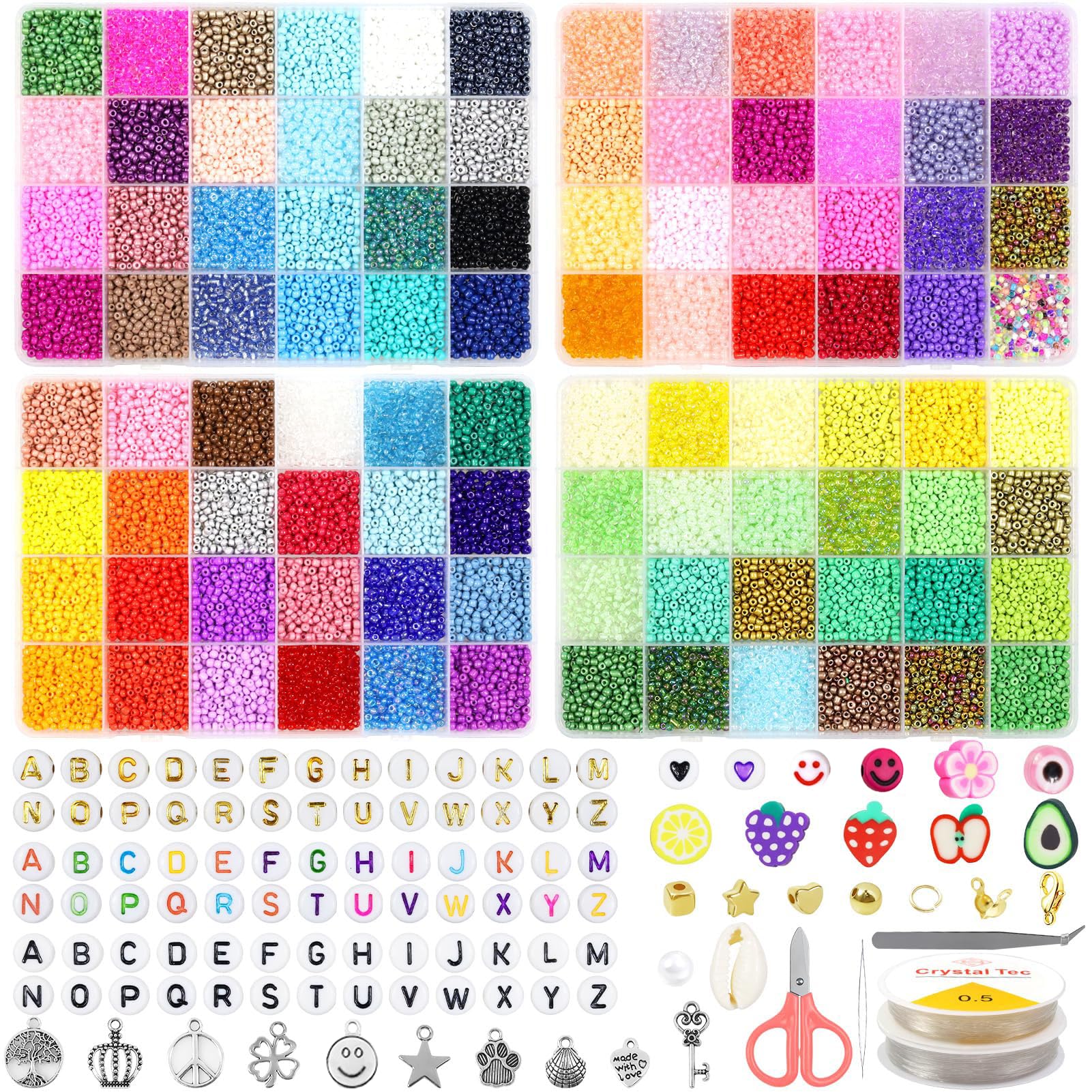 HYHJMISTY 28000PCS Glass Seed Beads for Bracelet Making Kit 3mm, 96 Colors Pearl Beads for Jewelry Making, for DIY Craft Bracelet Necklaces