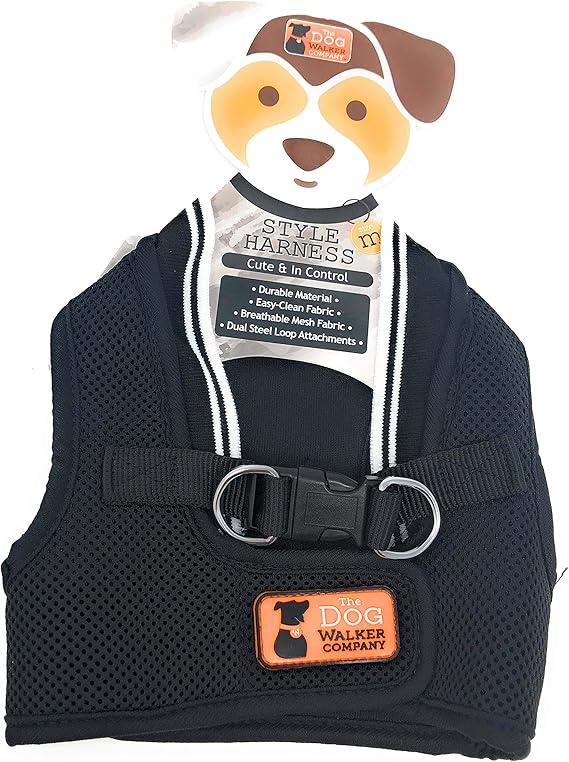 The Dog Walker Medium Style Harness Stylish Black with