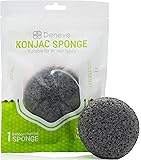 Konjac Natural Face Sponge By Deneve - Exfoliating Facial Makeup Sponges - Cruelty Free Vegan - Body Skin Acne Dry Eczema Exfoliate Cleansing (Charcoal)