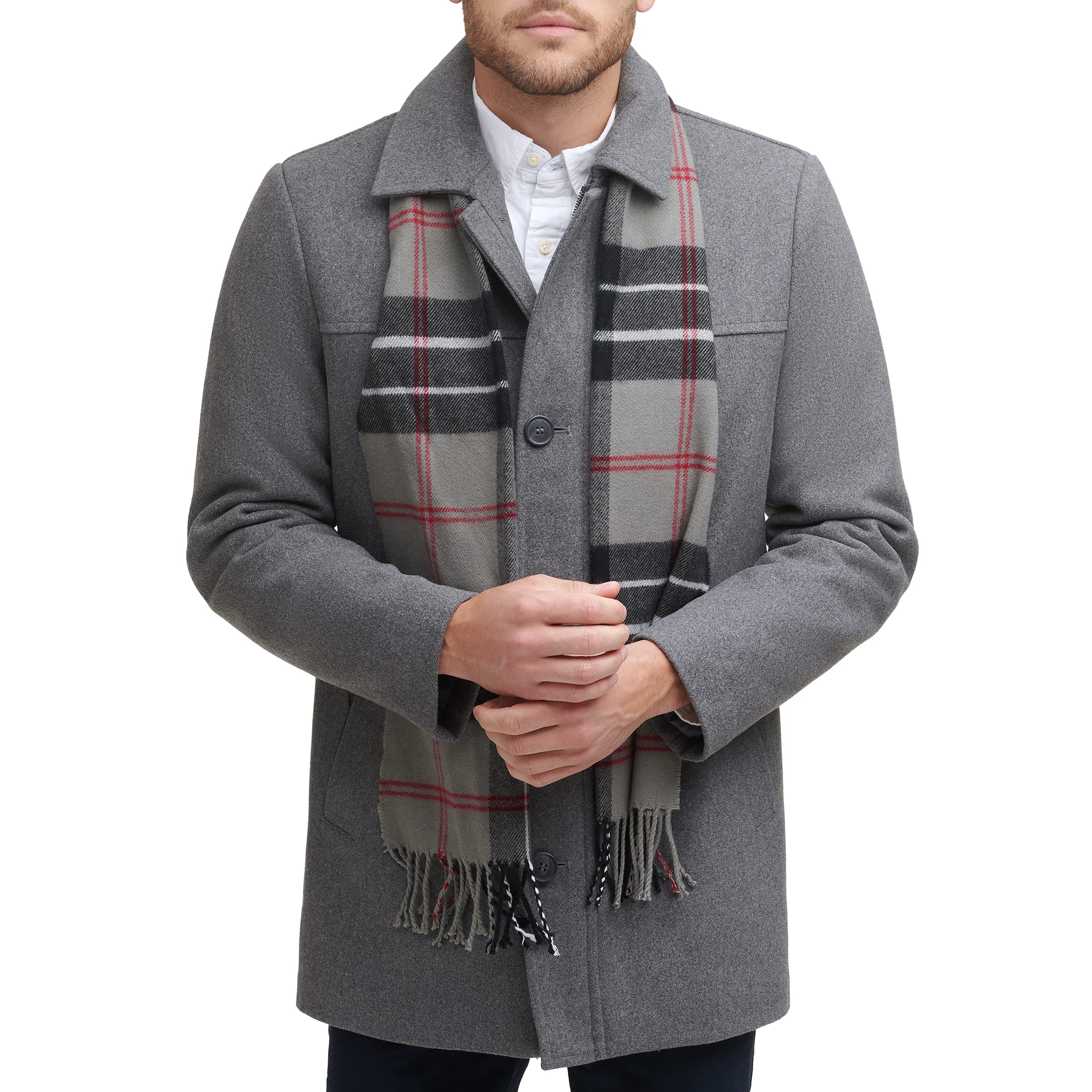 Dockers Men's Weston Wool Blend Coat with Scarf (Regular and Big & Tall) , Light Grey, X-Small Regular Image