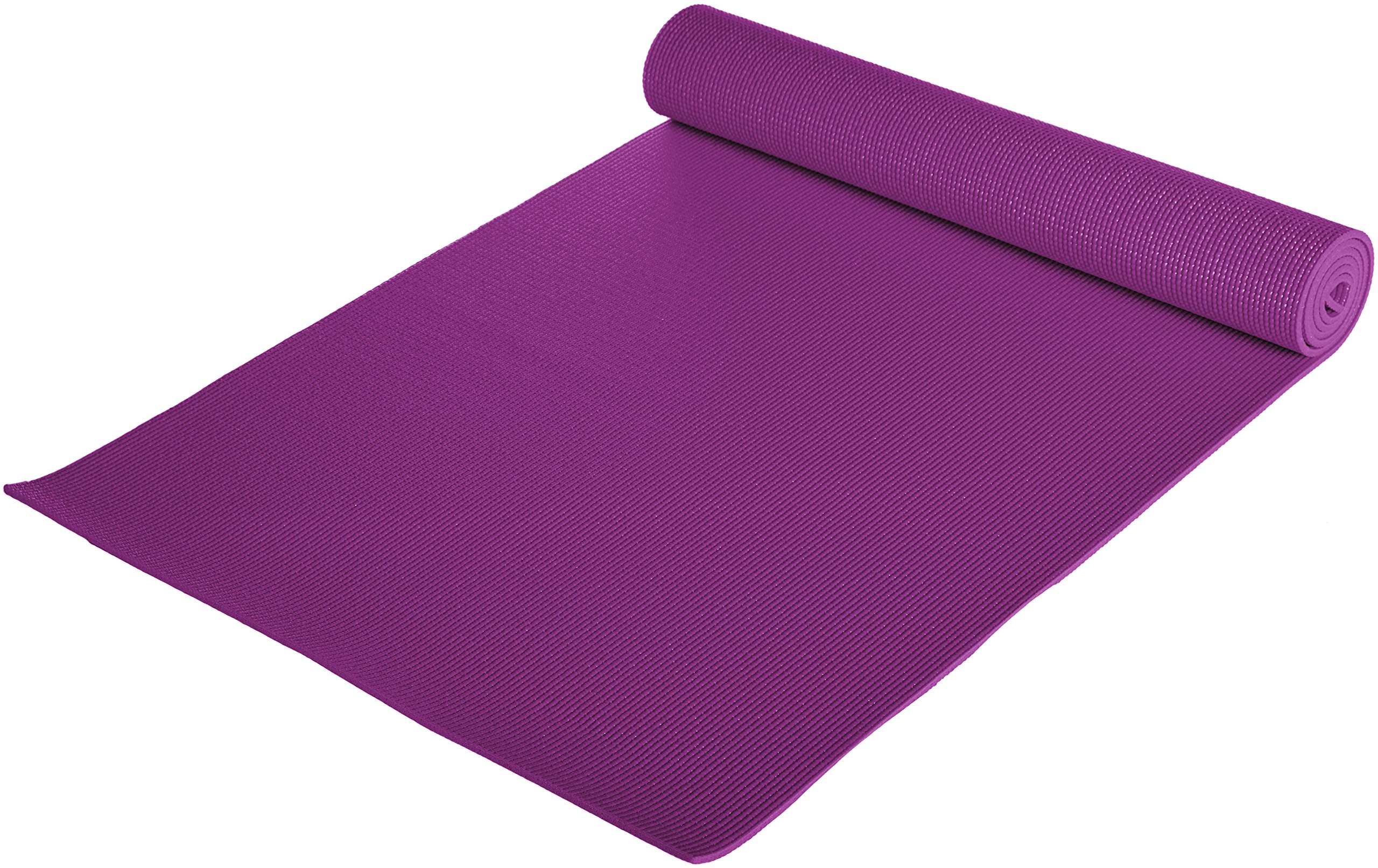 AmazonBasics Yoga & Exercise Mat with Carrying Strap, 1/4", Purple