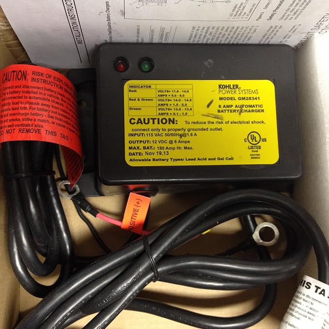KOHLER GM28341 Charger, Battery 12V6A Float Equalizes, Batteries