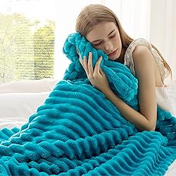 Bedsure GentleSoft Teal Fleece Blanket for Couch