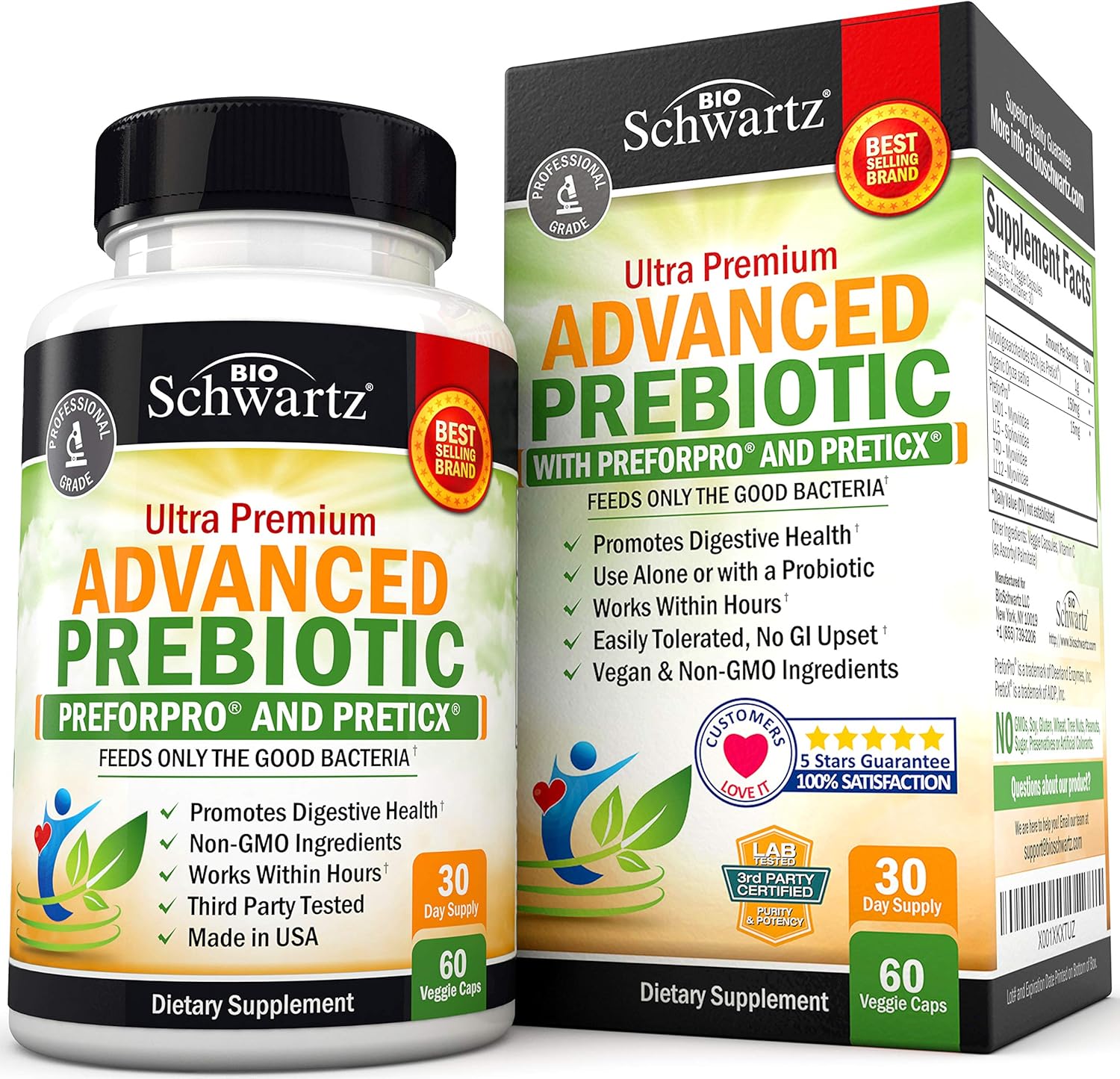 Prebiotics for Advanced Gut Health Immune System Booster & Dietary Fiber Fuels Good Bacteria