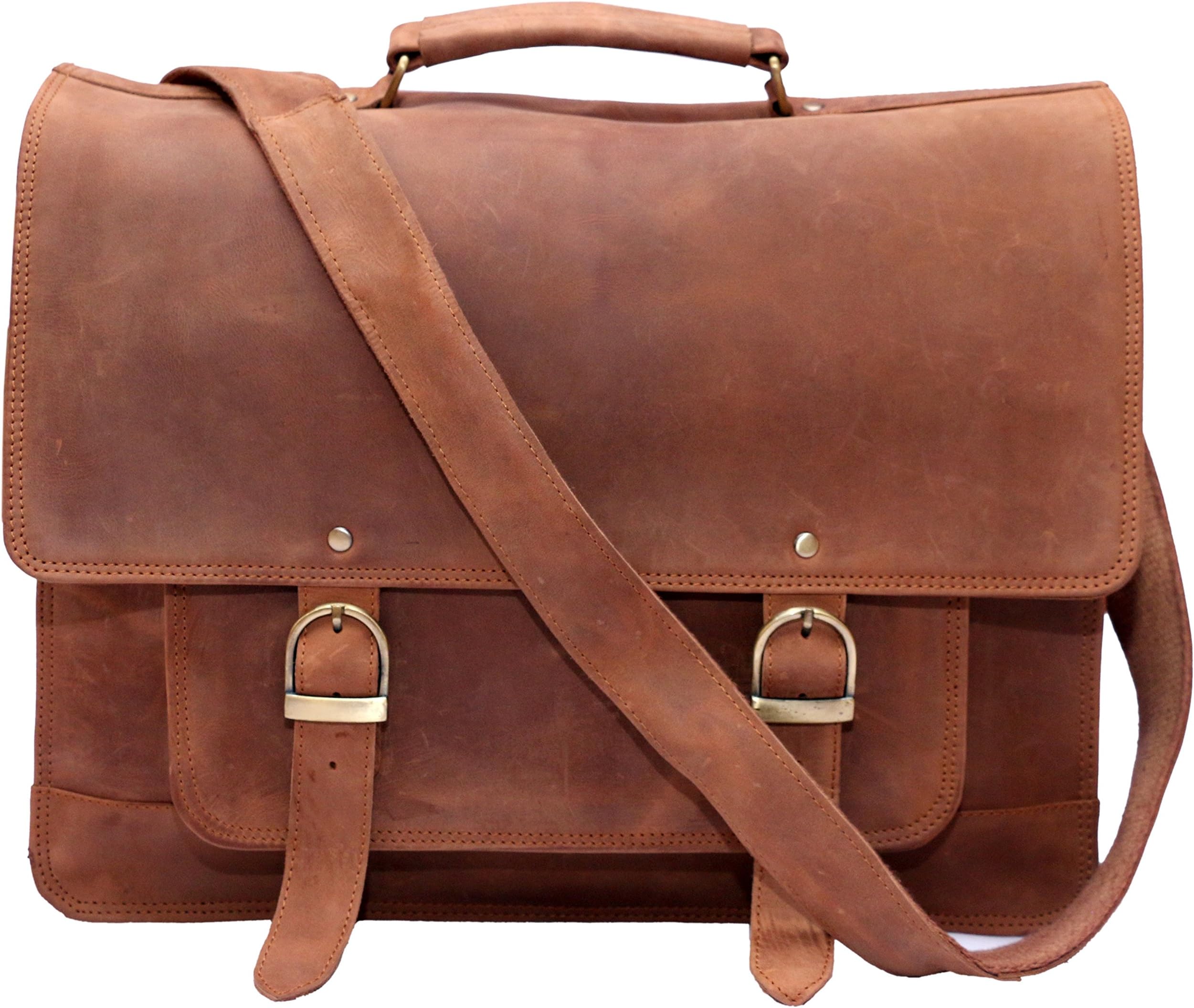 Feather Feel 16 inches Genuine Leather Messenger Bag Men Leather Briefcase Laptop Bag Macbook Satchel School Bag Office Rugged Christmas gifts