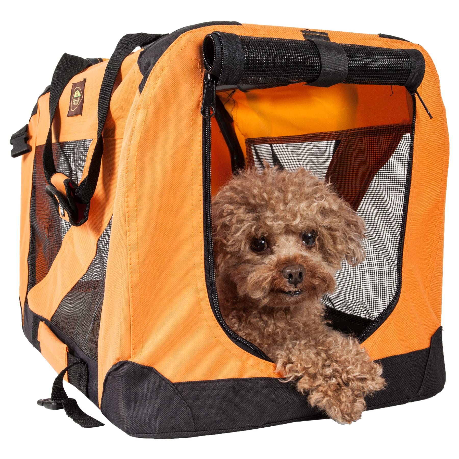 Folding Zippered 360° Vista View House Pet Dog Crate, X-Large, Orange