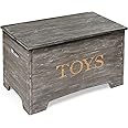 Badger Basket Farmhouse Solid Wood Rustic Toy Box with Reversible "Toys" Panel - Vintage Gray