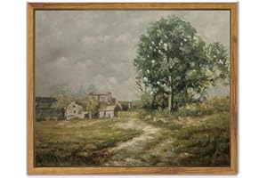 SHENIFY Vintage Landscape Framed Canvas Wall Art Country Road Classic Painting Modern Farmhouse Kitchen Office Decor - 8x10in Natural Framed