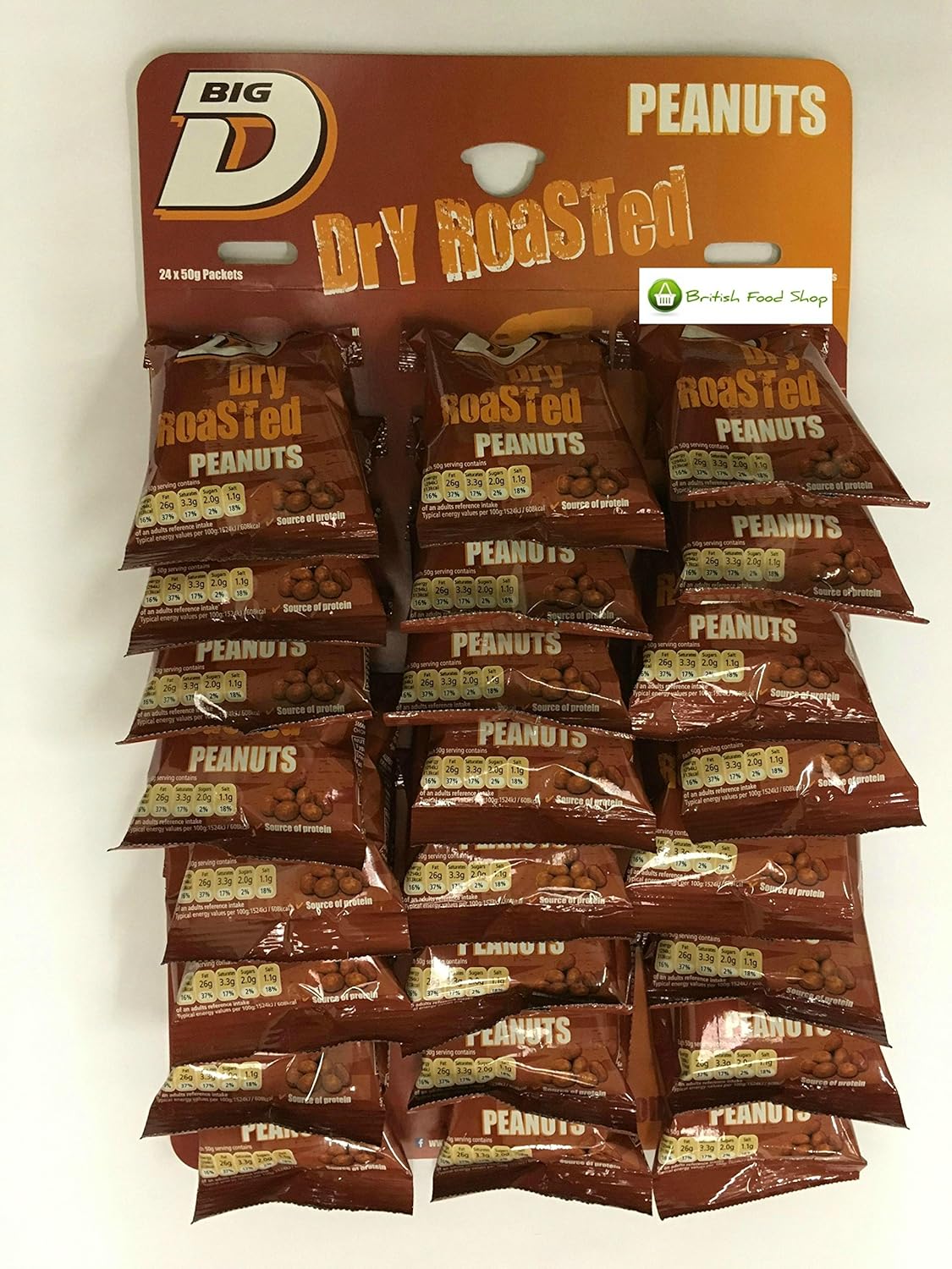 Big D Nuts on a Pub Card (Dry Roasted Peanuts 24 x 50g) Amazon.co.uk