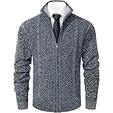 Vcansion Men's Classic Cardigan Sweaters Stand Collar Slim Fit Casual Knitted Sweater