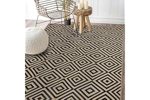 Ridota Reversible Mats, Outdoor Patio Rugs, Plastic Straw Rug, Modern Area Rug, Floor Mat for Outdoors, RV, Patio, Backyard, Deck, Picnic, Beach, Trailer, Camping (Diamond Black & Beige, 5' x 8')