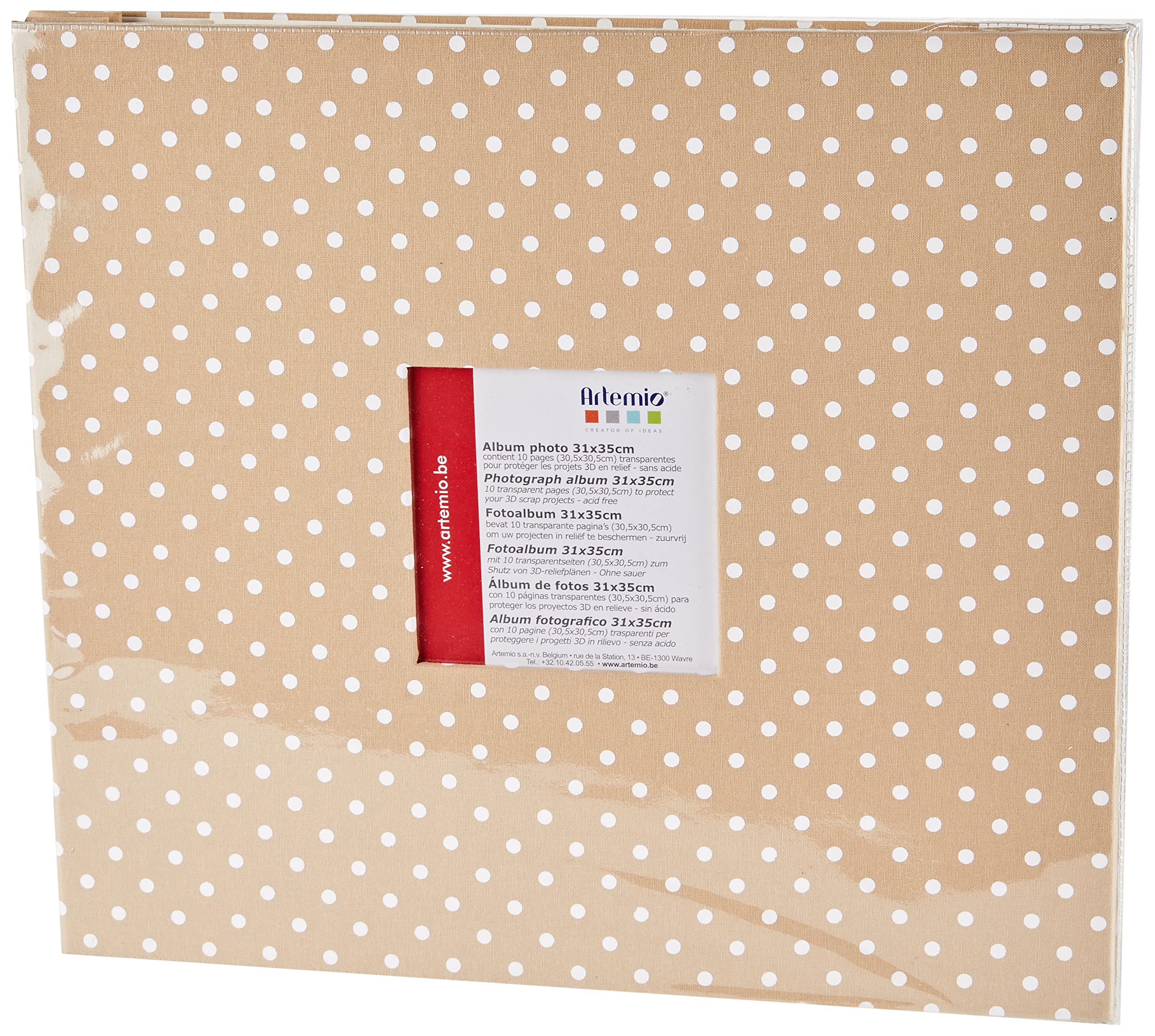 Artemio 30.5 x 30.5 cm ScrapBooking Album with White Dots, Beige