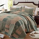 LEAONME 3 Pieces California King Size Quilt Set Olive Green Oversized 120x120 Inch Bedspread Coverlet Lightweight Microfiber Paisley Bed Cover for All Seasons (1 Quilt, 2 Pillow Shams)