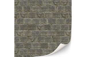 TEXTURKONTOR 3 Sheets Self-Adhesive Wall Cladding for Dollhouse 1:12 Scale (Carved Rock Wall)