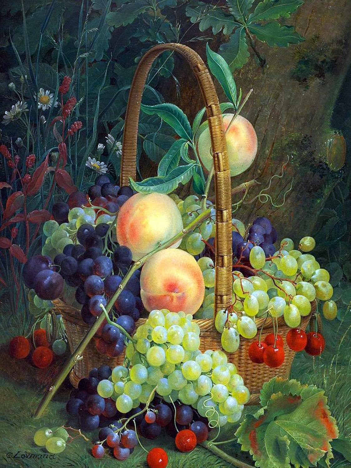fruits in a basket grape Tile Mural Kitchen Bathroom Backsplash Marble Ceramic - Picture 2 of 7