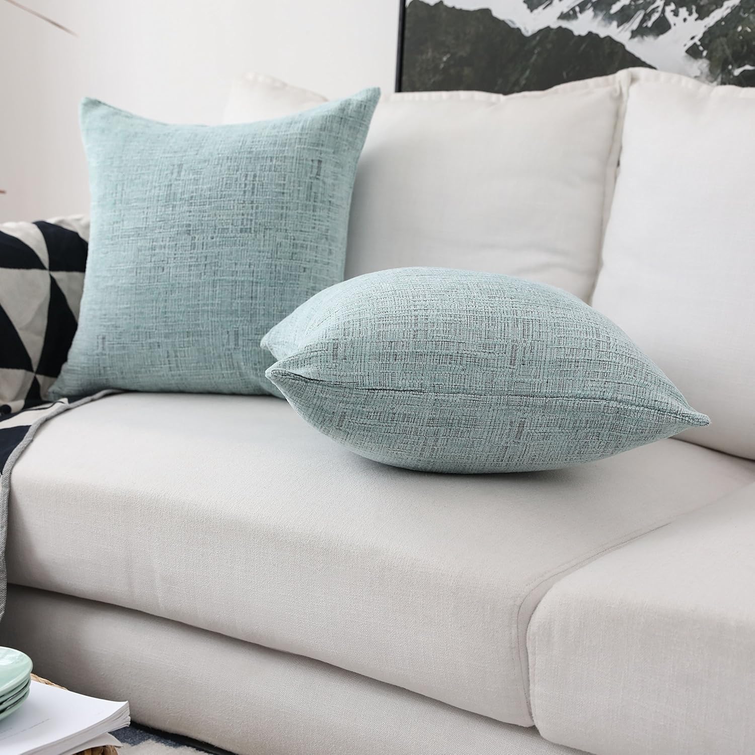 Home Brilliant Decorative Pillow Covers for Couch Throw Pillow Covers Sofa Bench, 2 Packs, 18x18 inches, Teal: Home & Kitchen