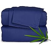 Pure Bamboo King Sheets, Genuine 100% Organic Viscose Derived from Bamboo Bed Sheet Set, Luxuriously Soft & Cooling, Double Stitching, 2 Year Quality Promise (King, Cobalt Blue)
