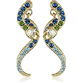 Betsey Johnson Pave Crystal Snake Front & Back Linear Earrings