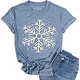 Snowflake Christmas Shirts Women Xmas Snowfall Snow GraphicTee Santa Family Winter Holiday Merry Christmas Tops
