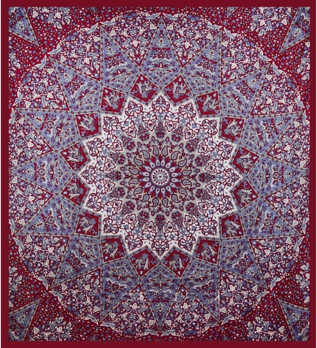 Maroon Gray Purple Bohemian Tapestry Elephant Star Mandala Tapestry Tapestry Wall Hanging Boho Tapestry Hippie Hippy Tapestry Beach Curtain Coverlet (230 x 215 cm / 90 X 84 Inches, Maroon)