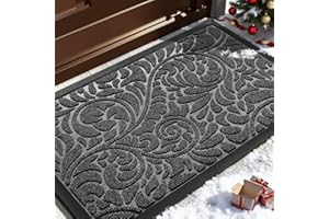 Yimobra Door Mat Outside Entrance 29.5x17, Waterproof Sturdy Outdoor Mats for Front Door, Heavy Duty Non-Slip Doormat for Garage Patio Entryway Indoor, Easy Clean, Grey