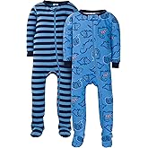 Gerber Baby Boys 2-pack Footed Pajamas And Toddler Sleepers, Sleepy Blue Dino, 6 Months US