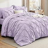 Bedsure Full Comforter Set Light Purple - Bed in a Bag Full Size Bedding Set 7 Pieces, GentleSoft™ Pintuck Bed Set Gift for Family, Pinch Pleat All Season Comforter with Sheets, Pillowcases & Shams