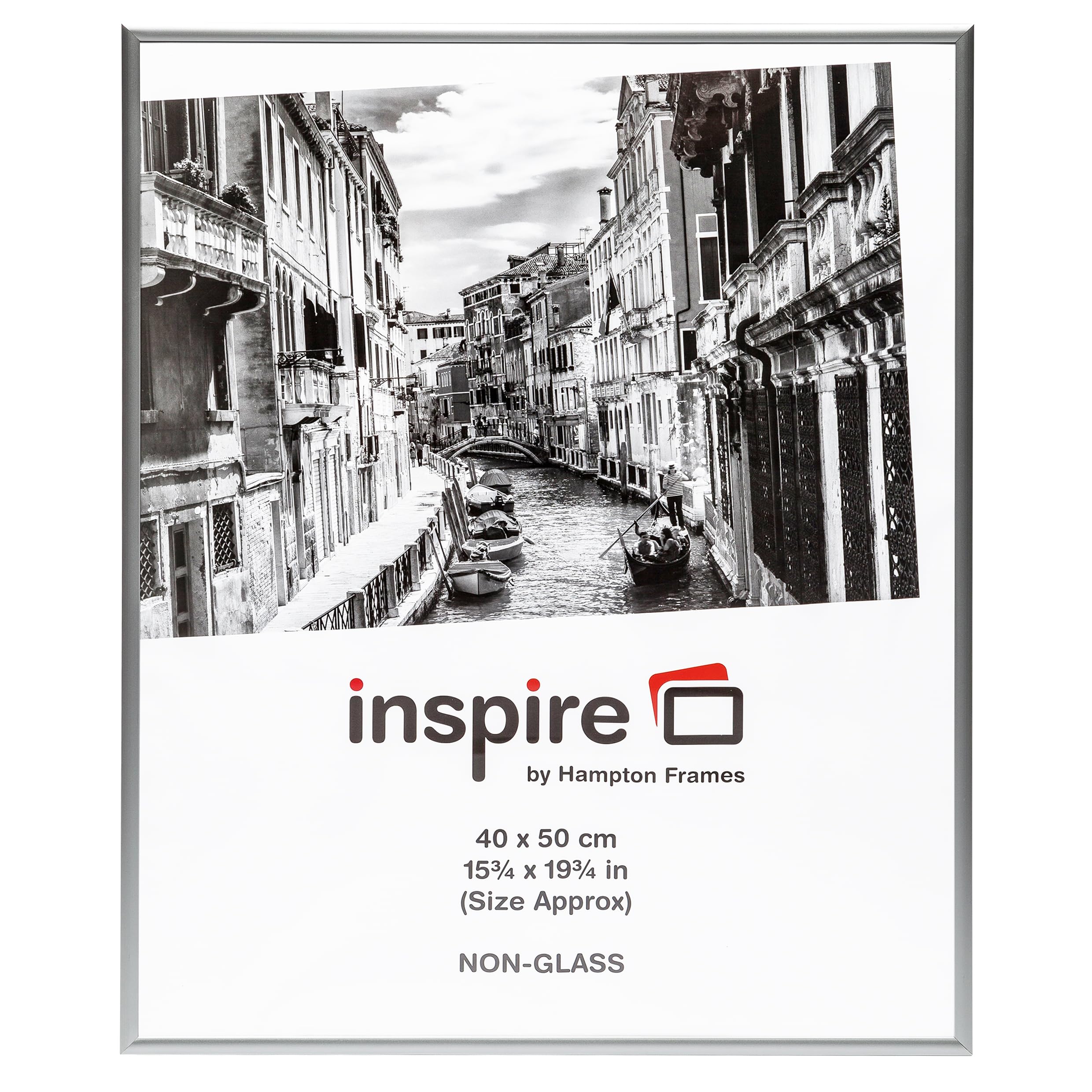 Hampton Frames | Poster Certificate Photo Frame | 40x50cm, Silver, Aluminium, Rectangular | Acrylic Front, Wall Hanging, Easy Access Spring Clips | Modern Display for Photos, Art