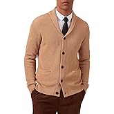 Kallspin Men's Wool Blend Shawl Collar Cardigan Sweater Button Down Knitwear with Pockets