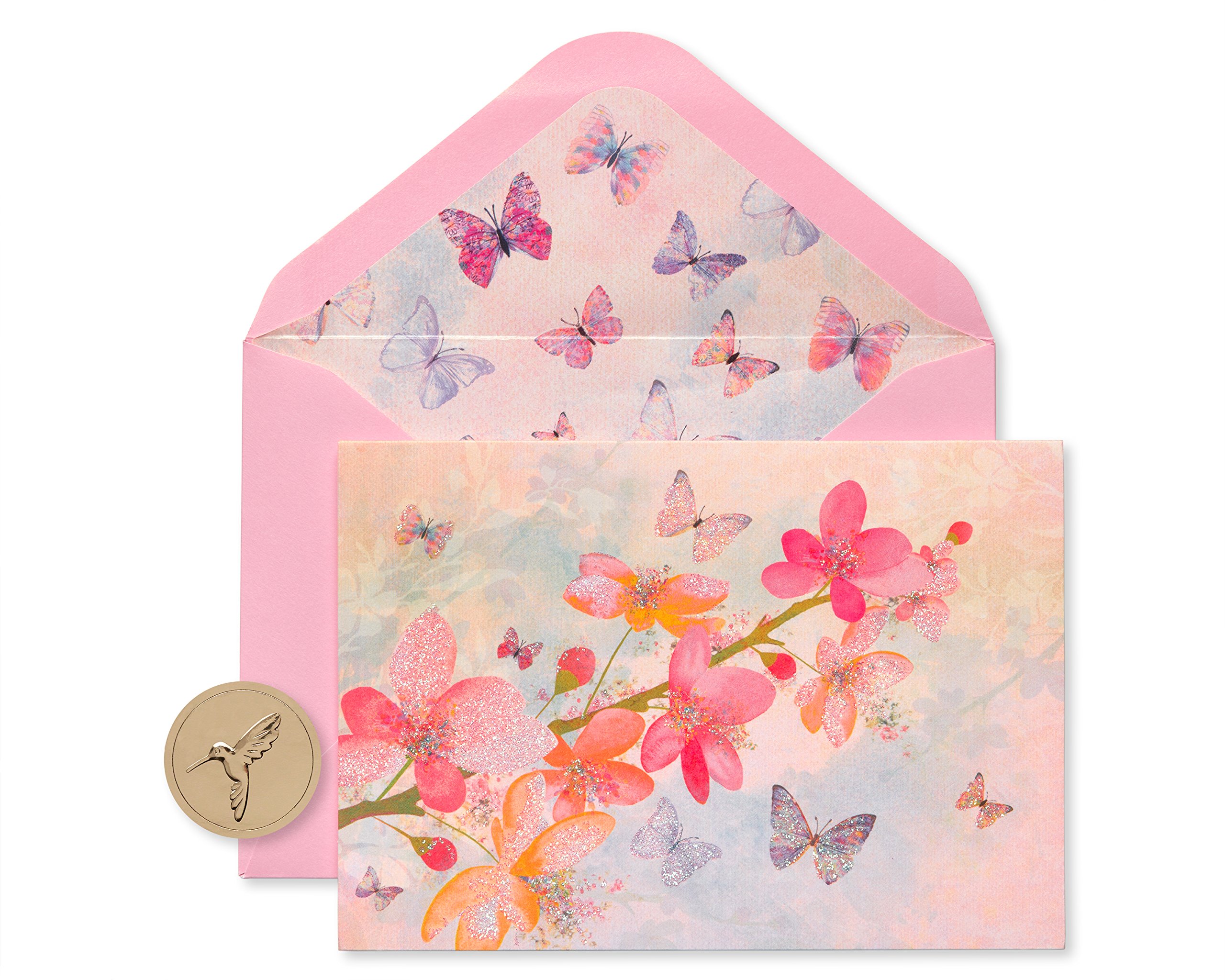 Papyrus Scattered Blossoms Boxed Blank Note Cards with Glitter, 12