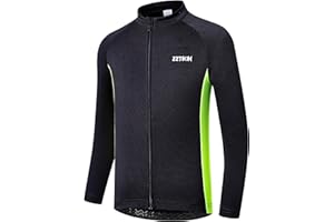 ZZTIKIN Kids Long Sleeve Cycling Jersey - Quick Dry, Full Zip, Reflective