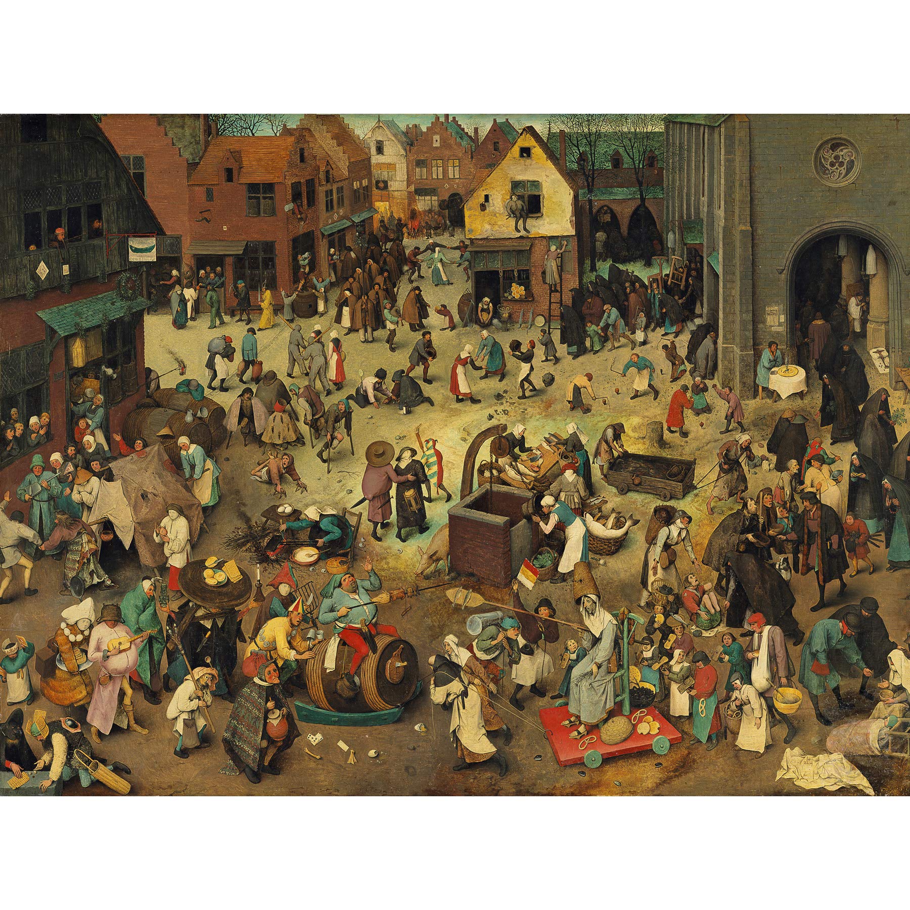 Artery8 Pieter Bruegel Fight Between Carnival Lent Painting Premium Wall Art Canvas Print 18X24 Inch