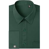 J.VER Men's French Cuff Dress Shirts Regular Fit Long Sleeve Dress Shirt | Metal Cufflinks Included, Cotton, Business Casual, Fine Twill Weave, Soft, Tuxedo, Formal Dress, Office Work