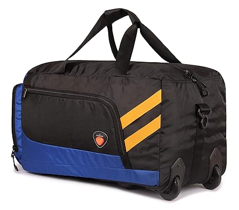 The Clownfish Road Rager Series 35 liters Polyester Travel Duffle Trolley, Duffel Bag with Wheels (Black)