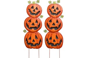 Gift Boutique Halloween Jack-O-Lantern Pumpkin Yard Stakes Decoration Set of 2 Metal Thanksgiving Harvest Stacked Garden Sign Outdoor Fall Lawn Autumn