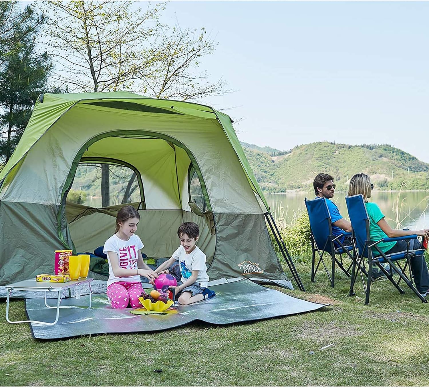 Amazon Timber Ridge ワンタッチテント 大型 6人 3 3 2m 広々大空間 7級防風 数秒設営 耐水圧3000cm 収納袋付き ファミリーテント 通気性 家族旅行 キャンプ ピックニック 六人 Timber テント本体